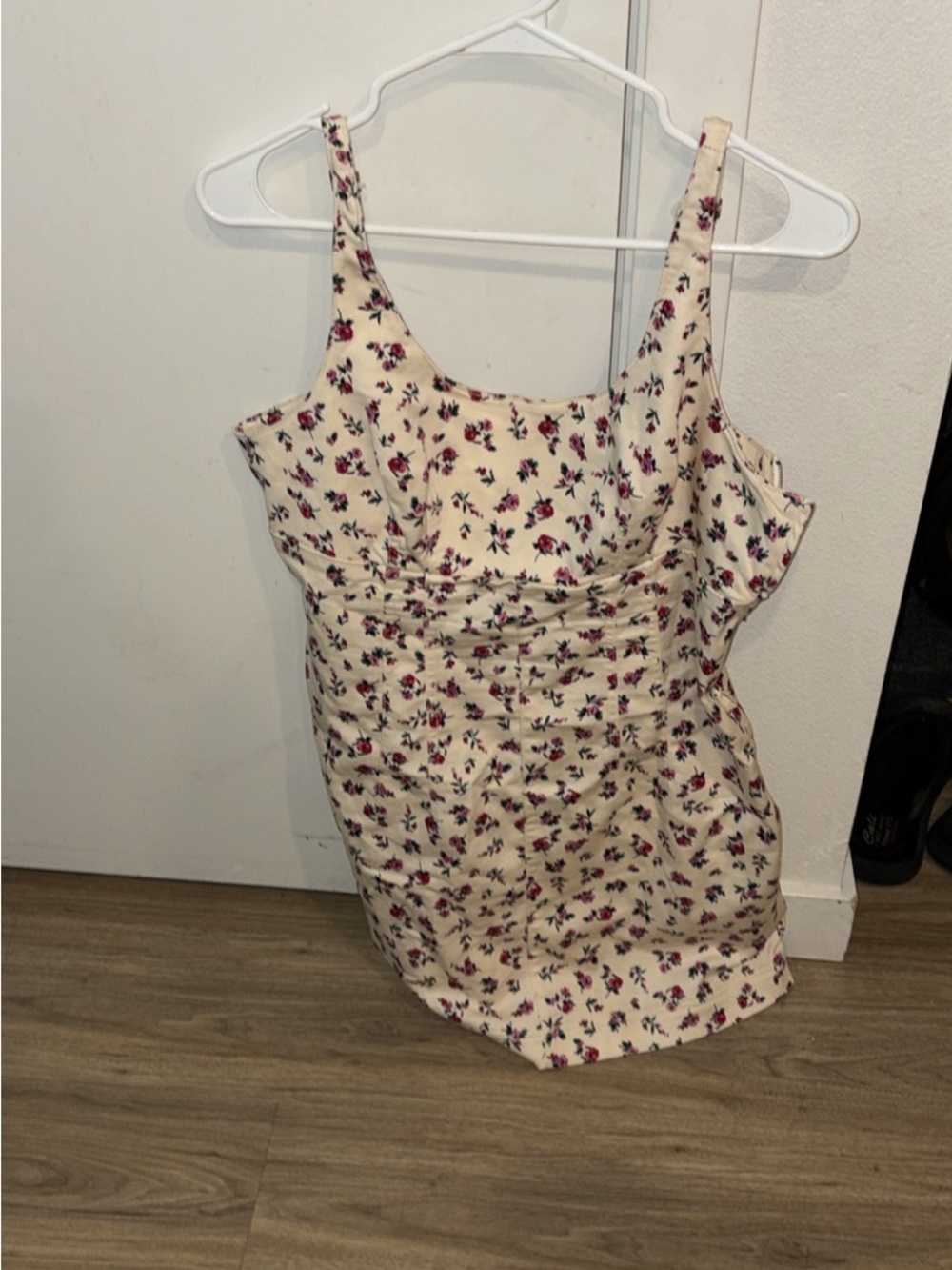 No Boundaries Cream Floral Ruched Camisole